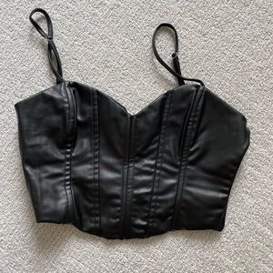 Zara black corset leather top